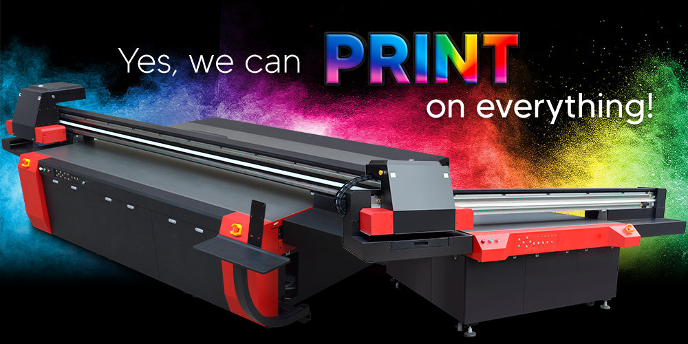 BesJet Large UV Flatbed Printer prints on everything glass ceramic vinyl graphic design Sign shops